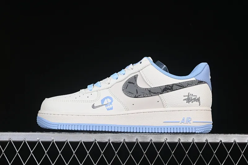 All categories Nk Air Force 1 Air Force series Nk Air Force 1 Low Air Force low-top Nike Air Force 1'07 Low Stusi co-branded skull beige gray blue Air Force 1 low-top casual sneakers QW5606-269